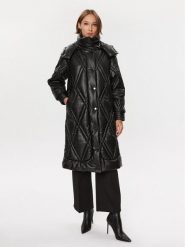 Guess Płaszcz przejściowy W3BL30 WFSP0 Czarny Regular Fit. Czarne płaszcze damskie Guess, xxl, z aplikacjami, ze skóry, bez kaptura. Za 1,139.00 zł.