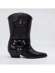 Replay Skórzane botki w kolorze czarnym rozmiar: 39. Czarne botki damskie Replay, eleganckie, bez obcasa, bez zapięcia. Za 500.38 zł.