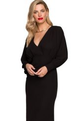 Długa wieczorowa sukienka rybka z bufiastymi rękawami czarna. Czarne sukienki damskie Makover, bez wzorów, wizytowe, bez ramiączek. Za 409.00 zł.