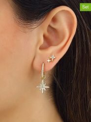 Miu Silver Pozłacane kolczyki (2 szt.) z cyrkoniami rozmiar: onesize. Szare kolczyki damskie Miu Silver, z cyrkonią, pozłacane. Za 82.99 zł.