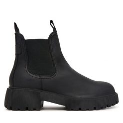 Botki Tamaris. Czarne botki damskie Tamaris, bez obcasa, na płaskiej podeszwie, bez zapięcia. Za 484.99 zł.