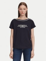 Guess T-Shirt W6YI58 K5317 Granatowy Regular Fit. Niebieskie t-shirty damskie Guess, s, z aplikacjami, z bawełny, bez kołnierzyka. Za 234.99 zł.