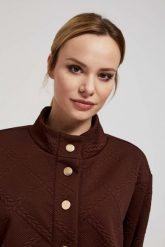 Bluza z ozdobnymi guzikami brązowa. Brązowe bluzy damskie MOODO, l, bez wzorów, z elastanu, bez kaptura. W wyprzedaży za 69.99 zł.