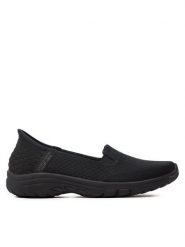 Skechers Półbuty 158698/BBK Czarny. Czarne półbuty damskie Skechers, bez wzorów, z materiału, bez obcasa, na płaskiej podeszwie, bez zapięcia. Za 299.99 zł.