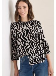 Cecil Bluzka w kolorze czarno-białym rozmiar: XL. Białe bluzki damskie Cecil, xl, bez wzorów, z wiskozy, bez kołnierzyka, bez ramiączek. Za 113.10 zł.