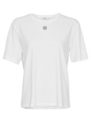 MOSS COPENHAGEN Koszulka "Melea Icon" w kolorze białym rozmiar: S/M. Białe bluzki damskie Moss Copenhagen, m, bez wzorów, z bawełny, bez kołnierzyka, bez ramiączek. Za 77.95 zł.