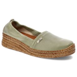 Zielone Espadryle Lemar Damskie Skórzane Półbuty. Zielone espadryle damskie Lemar, bez wzorów, ze skóry, bez obcasa, na platformie. Za 209.00 zł.