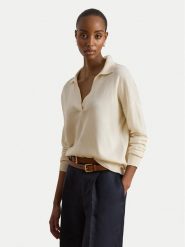 LAUREN RALPH LAUREN Sweter 200P14056001 Kremowy Regular Fit. Białe swetry klasyczne damskie Lauren Ralph Lauren, m, z bawełny, bez kołnierzyka. Za 769.99 zł.