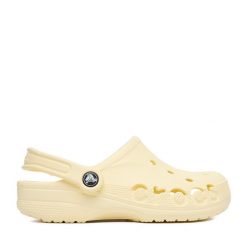 Klapki Crocs. Żółte klapki damskie Crocs, bez wzorów, bez obcasa, bez zapięcia. Za 199.99 zł.