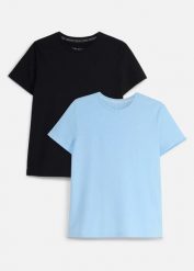 Sportowy T-shirt z bawełną (2 pary), szybkoschnący. Czarne koszulki sportowe damskie bonprix, bez wzorów, z bawełny, bez ramiączek. Za 97.99 zł.