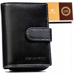 Portfel damski Peterson PTN RD-46-GCL czarny. Czarne portfele damskie Peterson, bez wzorów, ze skóry. Za 69.99 zł.