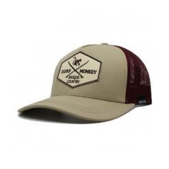 Czapka Trucker - 5 Paneli / Z Recyklingu / Jeden Rozmiar (Beżowy/Bordowy). Czerwone czapki damskie SURF MONKEY, z aplikacjami. Za 159.95 zł.