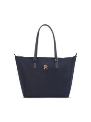 Tommy Hilfiger Torebka Poppy Th Tote AW0AW15639 Granatowy. Niebieskie torebki klasyczne damskie Tommy Hilfiger, z materiału, bez dodatków. Za 299.99 zł.