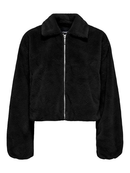 ONLY Pluszowa kurtka w kolorze czarnym rozmiar: M. Czarne kurtki damskie Only, m, bez wzorów, z polaru, bez kaptura. Za 145.26 zł.