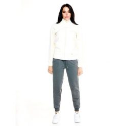 Bluza z zamek błyskawiczny na co dzień na siłownię. Białe obuwie sportowe damskie LEONE 1947 APPAREL, z dresówki, bez zapięcia, na fitness i siłownię. W wyprzedaży za 191.56 zł.