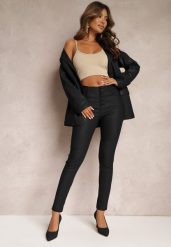 Czarne Modelujące Spodnie z Ekoskóry o Fasonie Skinny Caetana. Czarne rurki damskie Renee, bez wzorów, z jeansu. Za 79.99 zł.
