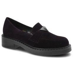 Mokasyny damskie Lamanti, naturalna skóra zamszowa skórzana wkładka i wnętrze wsuwana konstrukcja, ciemnofioletowe, 877. Fioletowe mokasyny damskie LAMANTI, ze skóry, bez obcasa. Za 305.99 zł.