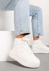 Białe Sneakersy z Wysoką Cholewką Ocieplane Futrem Emiretia. Białe obuwie sportowe damskie Renee, z futra, przed kolano, bez zapięcia. Za 79.99 zł.