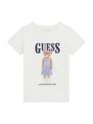 Guess T-Shirt J6GI04 K6YW4 Biały Regular Fit. Białe koszulki i t-shirty dziewczęce Guess, z aplikacjami, z bawełny, bez kołnierzyka, bez ramiączek. Za 119.99 zł.