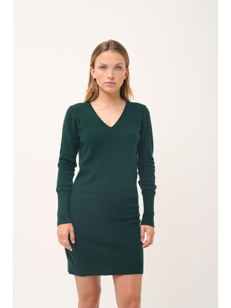 Just Cashmere Kaszmirowa sukienka "Tracy" w kolorze ciemnozielonym rozmiar: L. Zielone sukienki damskie Just Cashmere, bez wzorów, z kaszmiru, bez ramiączek. Za 426.99 zł.