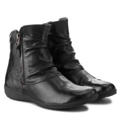 Botki Josef Seibel. Czarne botki damskie Josef Seibel, bez obcasa, na płaskiej podeszwie, bez zapięcia. Za 379.99 zł.