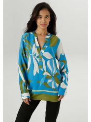 Aniston Bluzka w kolorze oliwkowo-biało-niebieskim rozmiar: 46. Niebieskie bluzki damskie Aniston, bez wzorów, z wiskozy, bez kołnierzyka, bez ramiączek. Za 82.99 zł.