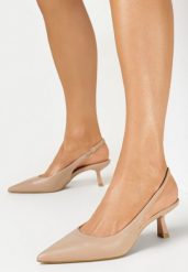 Ciemnobeżowe Sandały na Niskim Obcasie Nunziata. Brązowe sandały damskie Born2be, bez wzorów, bez obcasa, na obcasie, bez zapięcia. Za 89.99 zł.