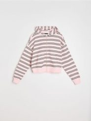 Bluza oversize z bawełną w paski - wielobarwny. Bluzy damskie Sinsay, l, bez wzorów, z bawełny, bez kaptura. Za 59.99 zł.