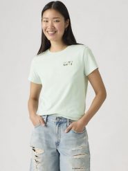 Levi's Koszulka w kolorze turkusowym rozmiar: M. Niebieskie bluzki damskie Levi's, m, bez wzorów, z bawełny, bez kołnierzyka, bez ramiączek. Za 64.95 zł.