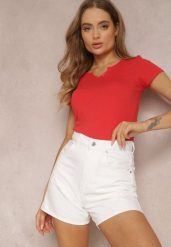 Czerwony T-shirt Amarhyse. Czerwone t-shirty damskie Renee, l, z aplikacjami, z bawełny, bez kołnierzyka. Za 24.99 zł.