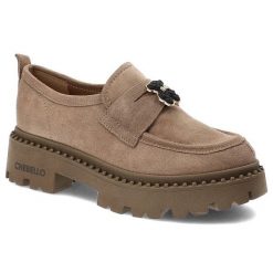 Brązowe Półbuty Chebello Damskie Eleganckie Obuwie. Brązowe półbuty damskie CheBello, na wiosnę, bez wzorów, ze skóry, bez obcasa, bez zapięcia. Za 349.00 zł.