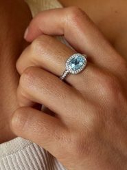 Les Petites Précieuses Srebrny pierścionek z kamieniami szlachetnymi rozmiar: 54. Niebieskie pierścionki damskie Les Petites Précieuses, z cyrkonią, srebrne. Za 309.65 zł.