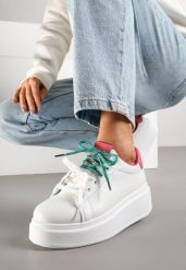 Biało-Różowe Sneakersy z Podwójnym Sznurowaniem Zdivoria. Białe obuwie sportowe damskie Renee, bez zapięcia. Za 79.99 zł.