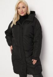 Czarna Pikowana Kurtka z Kapturem Fariana. Czarne kurtki damskie Born2be, xl, bez wzorów, z kapturem. Za 159.99 zł.
