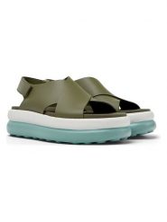 Camper Skórzane sandały "Pelotas Flota" w kolorze kahki na obcasie rozmiar: 38. Brązowe sandały damskie Camper, bez wzorów, z otwartym noskiem, bez obcasa, na koturnie, bez zapięcia. Za 282.99 zł.