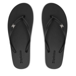 Japonki Juicy Couture. Czarne klapki damskie Juicy Couture, bez wzorów, bez obcasa, bez zapięcia. Za 69.99 zł.