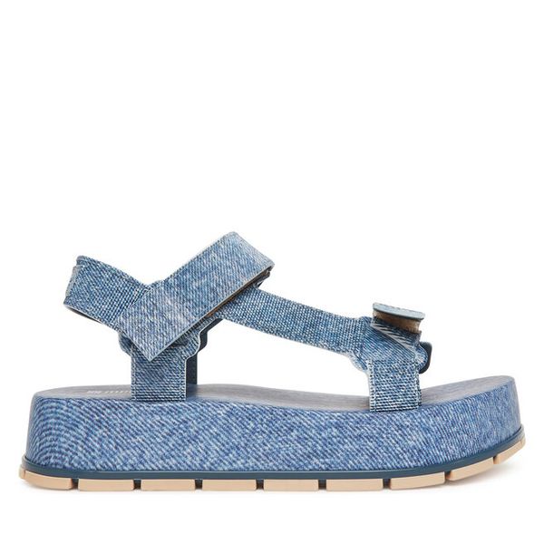 Sandały Melissa. Niebieskie sandały damskie Melissa, bez wzorów, z denimu, bez obcasa, na koturnie, bez zapięcia. Za 599.99 zł.