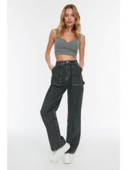 Trendyol Dżinsy - Comfort fit - w kolorze antracytowym rozmiar: 36. Czarne jeansy damskie Trendyol, z podwyższonym stanem. Za 92.21 zł.