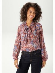 Aniston Bluzka w kolorze czerwono-niebieskim rozmiar: 40. Czerwone bluzki damskie Aniston, bez wzorów, bez kołnierzyka, bez ramiączek. Za 78.28 zł.