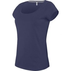 Koszulka damska Kariban Col Bateau. Niebieskie koszulki sportowe damskie KARIBAN, bez wzorów, z bawełny, bez ramiączek. Za 65.00 zł.