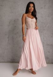 Różowa Spódnica High Waist Zdobiona Drobnym Plisowaniem Aniope. Czerwone spódnice damskie Renee, na co dzień, m, z aplikacjami, casualowe, maxi. Za 119.99 zł.