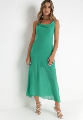 Zielona Sukienka Philice. Zielone sukienki damskie Born2be, z aplikacjami, z tkaniny, glamour, bez ramiączek. Za 159.99 zł.