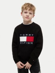 Tommy Hilfiger Sweter Heritage KB0KB10071 Czarny Regular Fit. Czarne swetry chłopięce Tommy Hilfiger, z syntetyku, bez kołnierzyka. Za 369.99 zł.