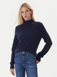 Tommy Hilfiger Sweter WW0WW47468 Granatowy Regular Fit. Niebieskie swetry klasyczne damskie Tommy Hilfiger, xl, z wełny, bez kołnierzyka. Za 749.99 zł.