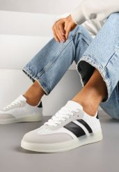 Białe Klasyczne Sneakersy Tenisówki na Półprzezroczystej Podeszwie Niniel. Białe obuwie sportowe damskie Renee, z jeansu, bez zapięcia, tenisowe. Za 74.99 zł.