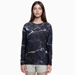 Damska koszulka z długim rękawem do biegania w terenie TERRARUN. Czarne koszulki damskie BODYCROSS, bez wzorów, ze skóry, bez kołnierzyka, bez ramiączek. Za 322.99 zł.