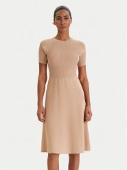 Armani Exchange Sukienka dzianinowa XW001885 AF10352 Beżowy Regular Fit. Brązowe sukienki damskie Armani Exchange, bez wzorów, z dzianiny, bez ramiączek. Za 759.99 zł.