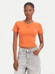 HUGO T-Shirt Delanor 50512000 Pomarańczowy Slim Fit. Brązowe t-shirty damskie Hugo, s, bez wzorów, z bawełny, bez kołnierzyka. Za 214.99 zł.