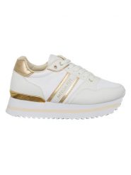 Patrizia Pepe Skórzane sneakersy w kolorze złoto-białym rozmiar: 39. Białe obuwie sportowe damskie Patrizia Pepe, bez zapięcia. Za 377.74 zł.
