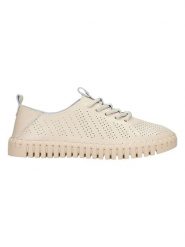 Wojas Skórzane sneakersy w kolorze beżowym rozmiar: 40. Brązowe obuwie sportowe damskie Wojas, ze skóry, bez zapięcia. Za 239.95 zł.